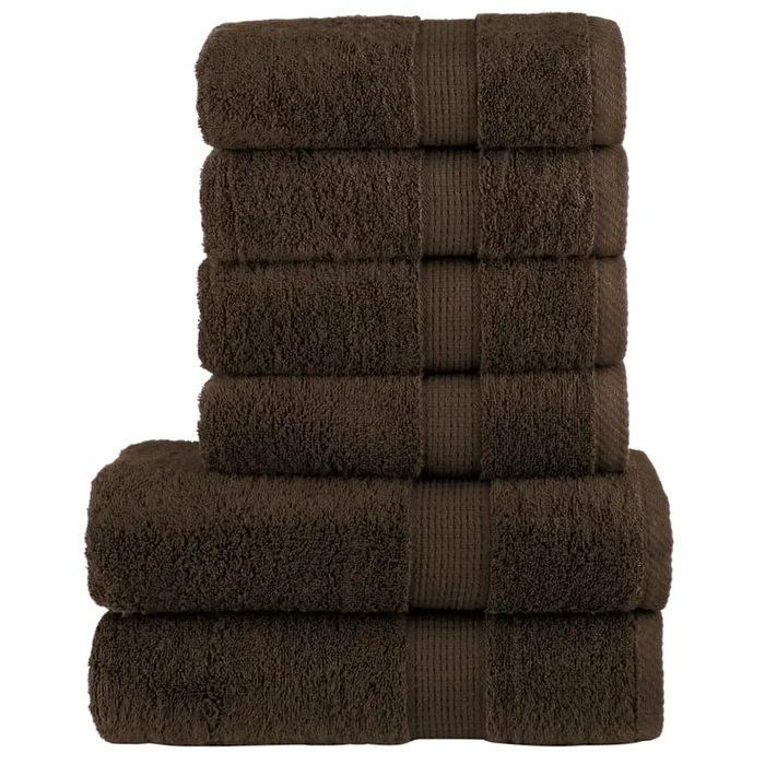vidaXL Juego de toallas premium SOLUND 6 unidades marrón 600 gsm