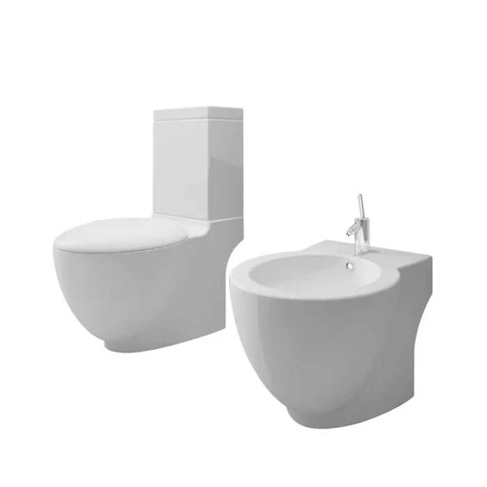 vidaXL Juego de váter WC y bidé de cerámica blanco