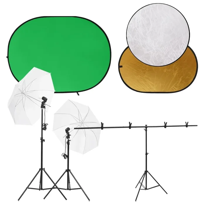 vidaXL Kit de estudio fotográfico con luces, fondo y reflector (4)