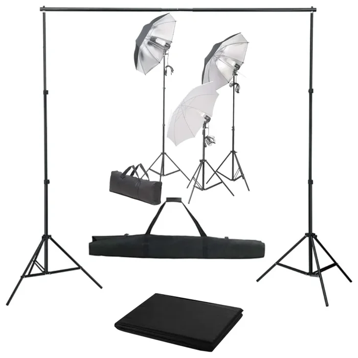 vidaXL Kit de estudio fotográfico con set de luces y fondo