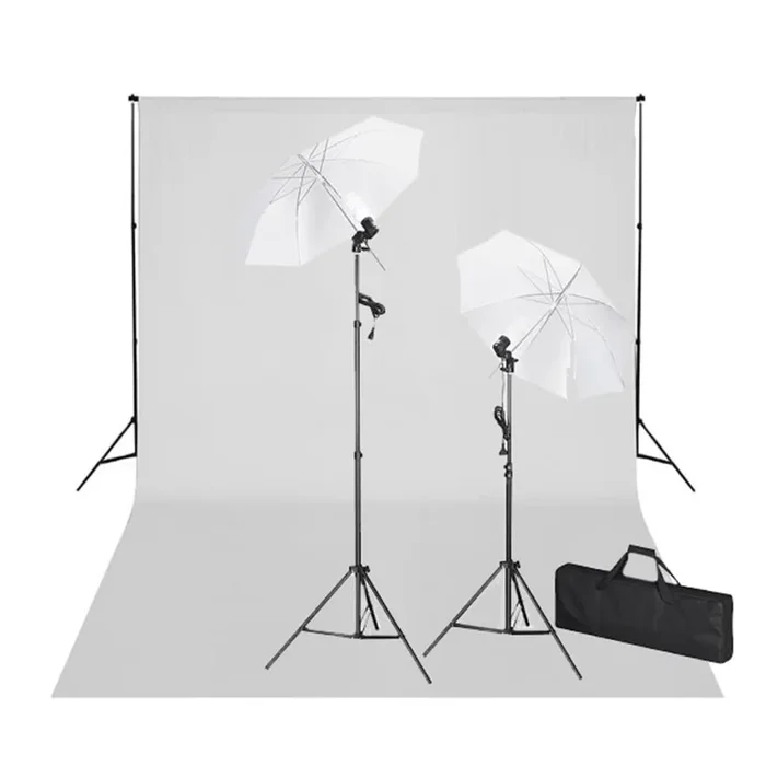 vidaXL Kit de estudio telón fondo blanco 600×300 cm y luces
