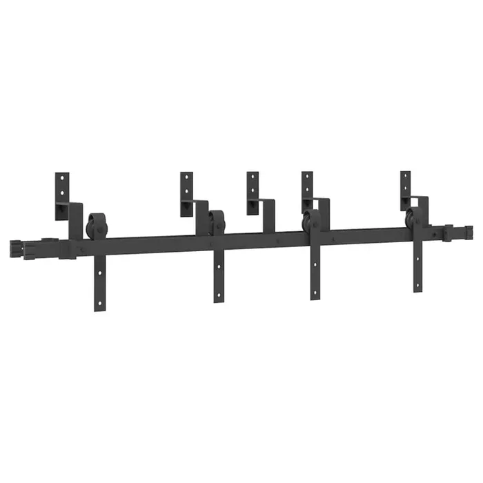 vidaXL Kit de herrajes para puertas correderas acero negro 152,5 cm (4)