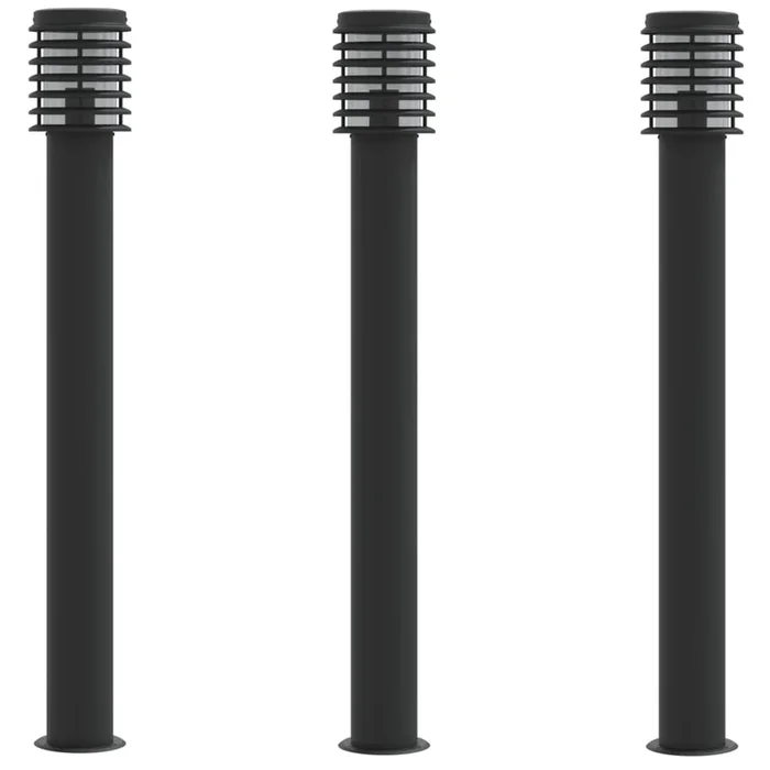 vidaXL Lámparas de suelo exterior 3 uds acero inoxidable negro 110 cm
