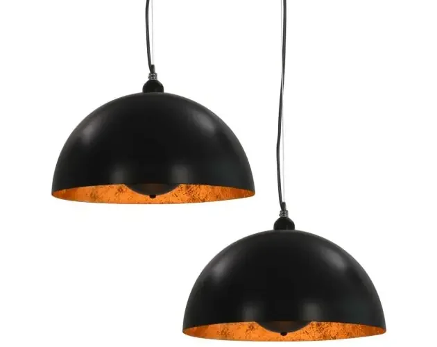 vidaXL lámparas de techo 2 uds semiesféricas negro y dorado 40 cm E27 | Brico Depôt Consegna Rapida