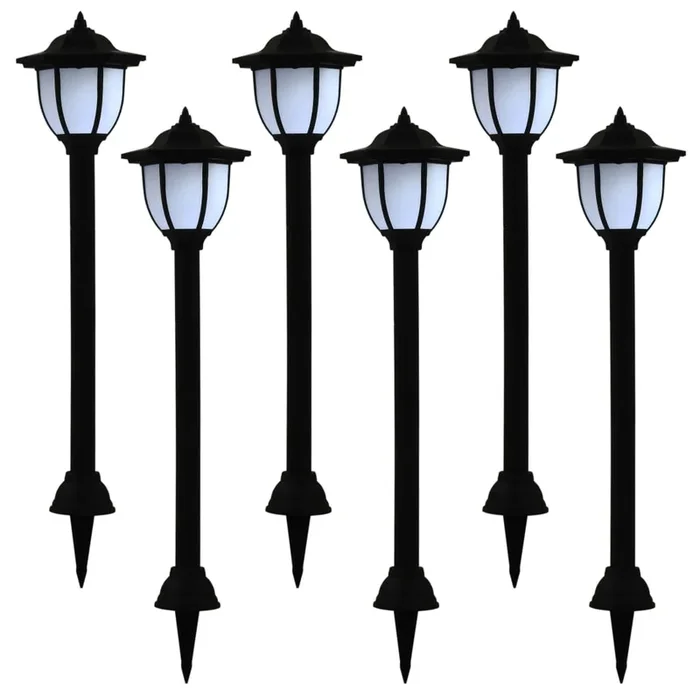 vidaXL Lámparas solares de exterior negras LED 6 uds