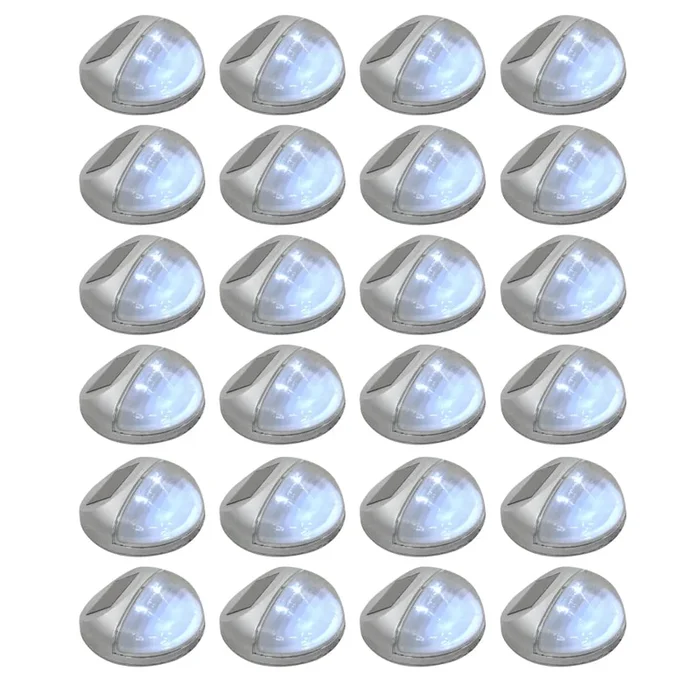 vidaXL Lámparas solares LED de pared exterior redonda 24 uds plateadas