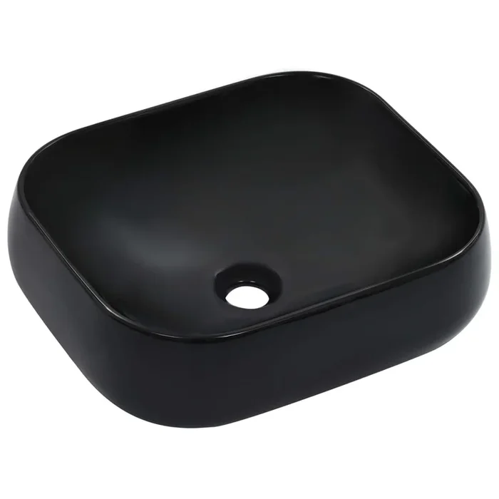 vidaXL Lavabo 44,5×39,5×14,5 cm cerámica negro