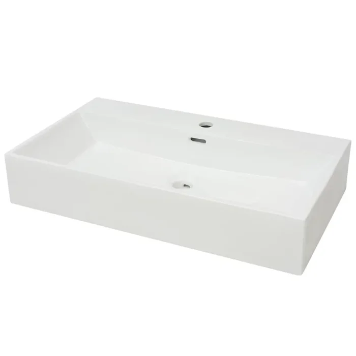 vidaXL Lavabo con orificio para grifo cerámica 76×42,5×14,5 cm blanco