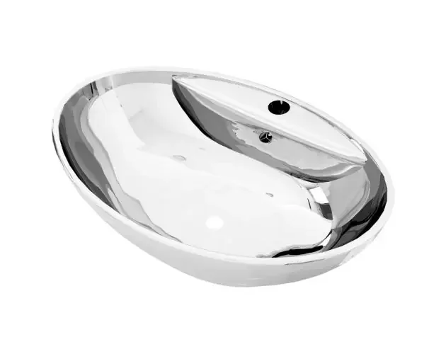 vidaXL lavabo con rebosadero 58,5x39x21 cm cerámica plateado | Brico Depôt Sconto