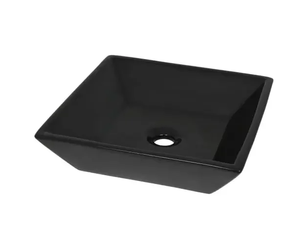 vidaXL lavabo cuadrado de cerámica negro 41,5×41,5×12 cm | Brico Depôt Professionale