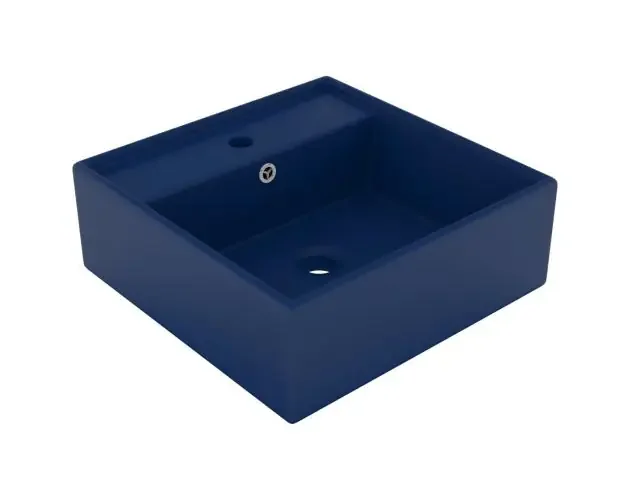 vidaXL lavabo cuadrado rebosadero cerámica azul oscuro mate 41x41cm | Brico Depôt Consegna Rapida
