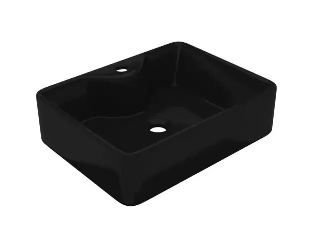 vidaXL lavabo de cerámica cuadrado con orificio de grifo/desagüe negro | Brico Depôt Migliore Qualità