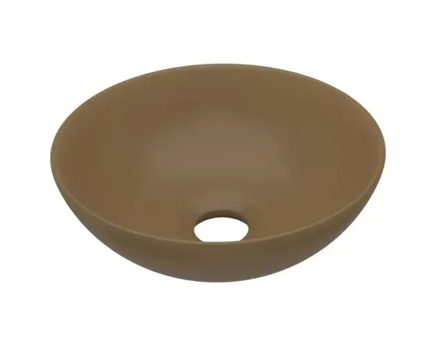 vidaXL lavabo de cuarto de baño redondo cerámica crema mate | Brico Depôt Lusso