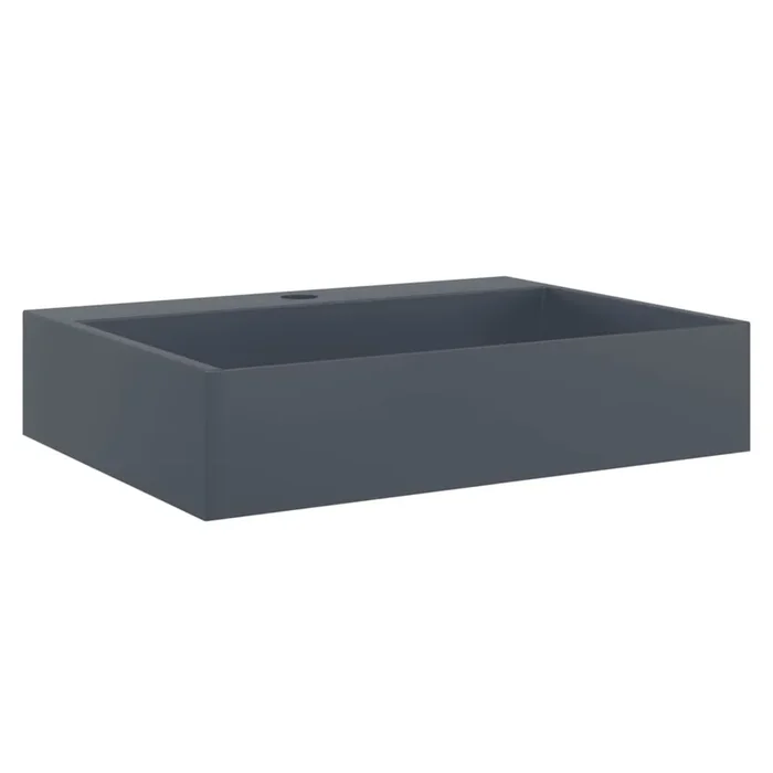 vidaXL Lavabo de fundición de mineral/mármol antracita 50x38x13 cm