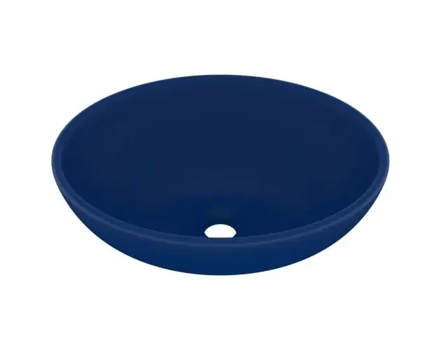 vidaXL lavabo de lujo ovalado cerámica azul oscuro mate 40×33 cm | Brico Depôt All’Ingrosso