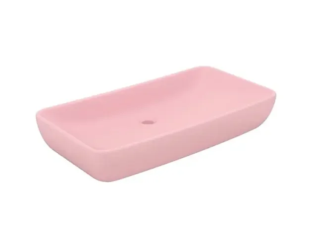 vidaXL lavabo de lujo rectangular de cerámica rosa mate 71×38 cm | Brico Depôt Spedizione Mondiale