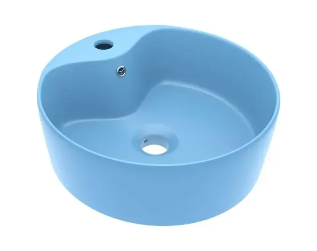 vidaXL lavabo lujo con rebosadero cerámica azul claro mate 36×13 cm | Brico Depôt Ordine In Blocco
