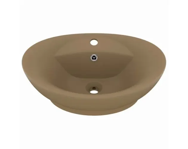 vidaXL lavabo lujoso con rebosadero cerámica crema mate 58,5×39 cm | Brico Depôt Nuova Collezione