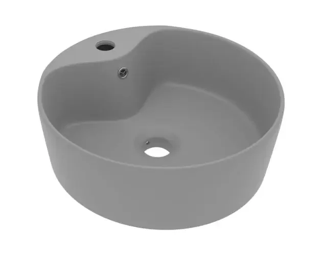 vidaXL lavabo lujoso con rebosadero cerámica gris claro mate 36×13 cm | Brico Depôt Affare