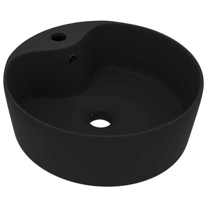 vidaXL Lavabo lujoso con rebosadero cerámica negro mate 36×13 cm