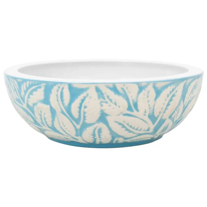vidaXL Lavabo sobre encimera redondo cerámica blanco y azul Φ41×14 cm