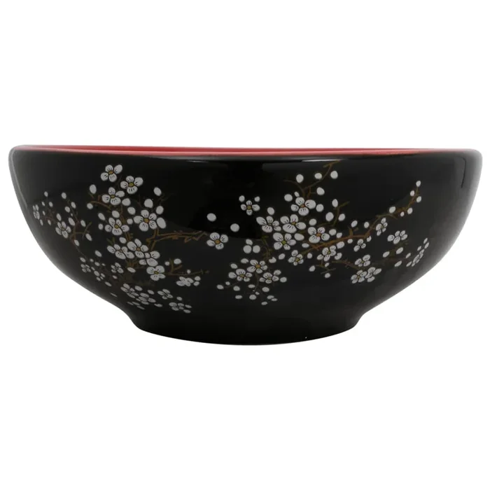 vidaXL Lavabo sobre encimera redondo cerámica rojo y negro Φ41×14 cm