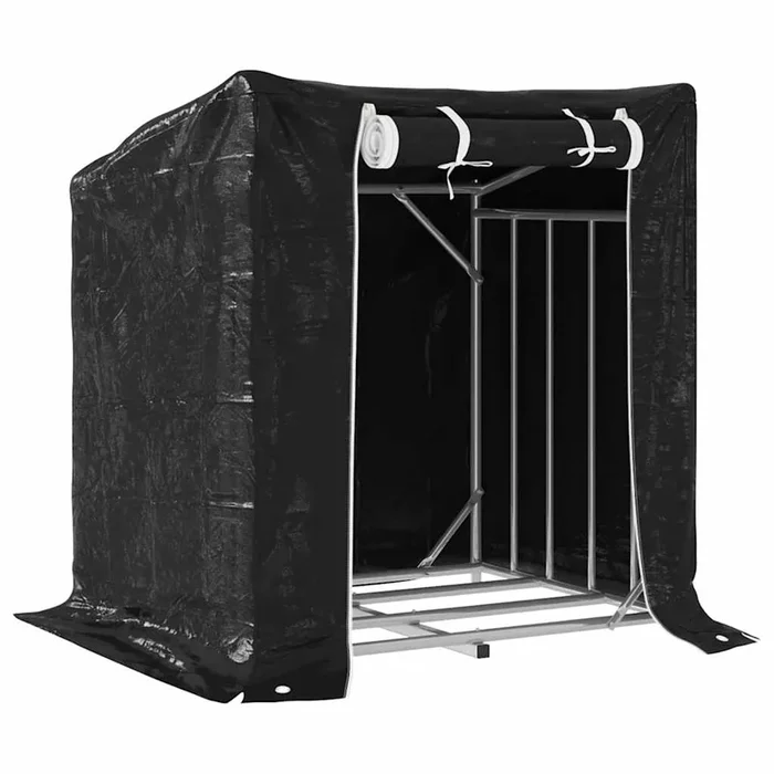 vidaXL Leñero cubierta lluvia 100,5×80,5×110,5 cm acero galvanizado