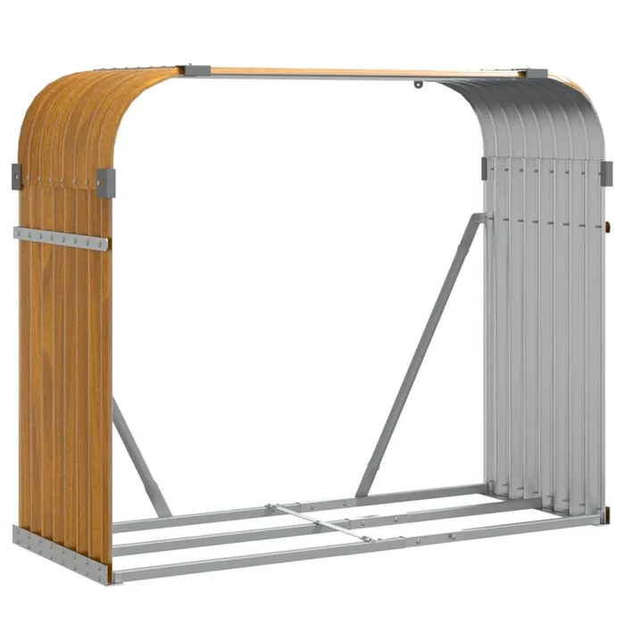 vidaXL Leñero de acero galvanizado acabado de madera 120x45x100 cm