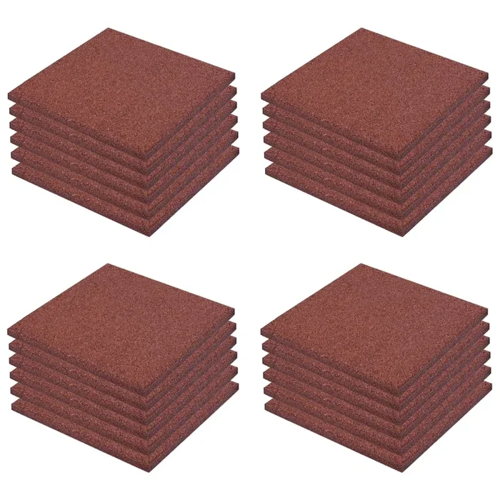 vidaXL Losetas de goma protección de caídas 24 unidades 50x50x3cm rojo