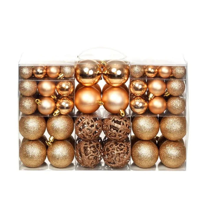 vidaXL Lote de bolas de Navidad 100 unidades rosas/doradas 3/4/6 cm