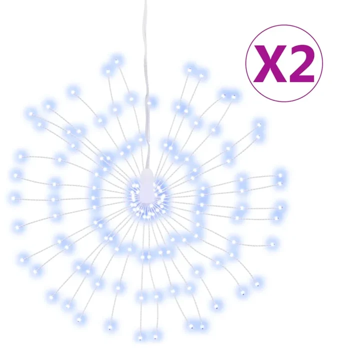 vidaXL Luces de Navidad de estrellas 2 uds 140 LED blanco frío 17 cm