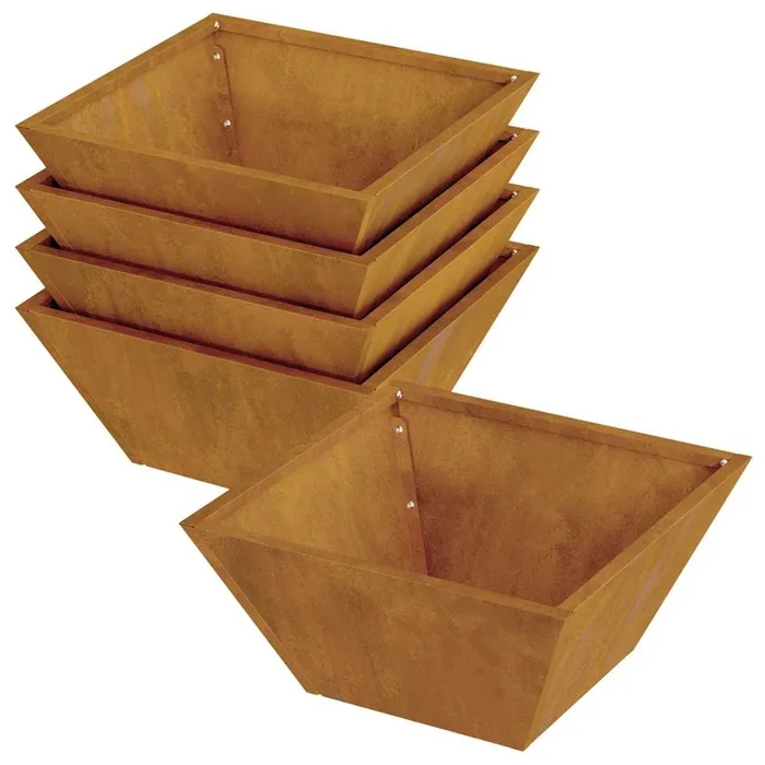 vidaXL Maceta en Forma de Cuenco para Jardín 5 pcs Oxidado