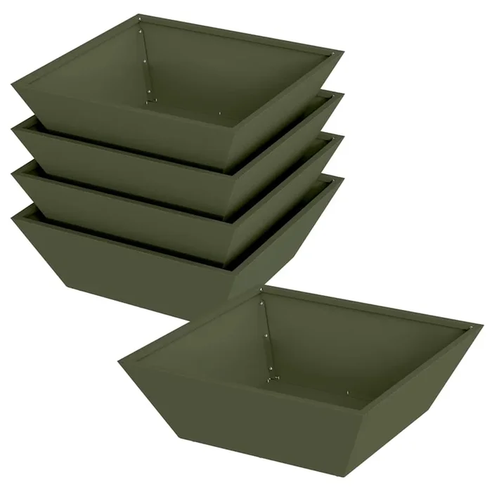 vidaXL Maceta en Forma de Cuenco para Jardín 5 pcs Verde oliva (3)