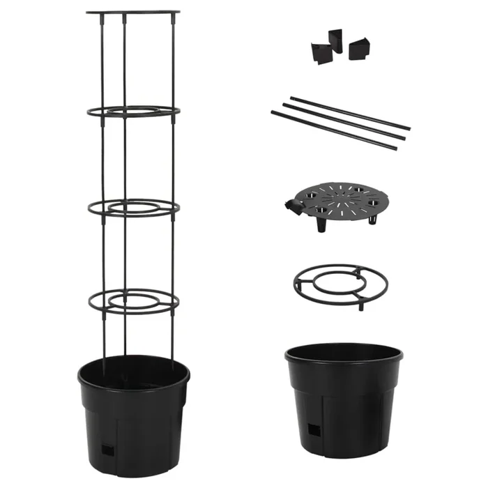vidaXL Macetero para tomates polipropileno antracita Ø29,5×115 cm