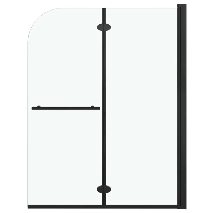 vidaXL Mampara de ducha plegable 2 paneles ESG negro 95×140 cm