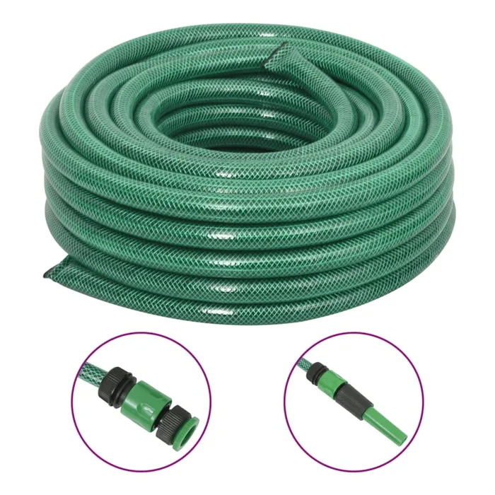 vidaXL Manguera de jardín con accesorios PVC verde 0,75″ 50 m