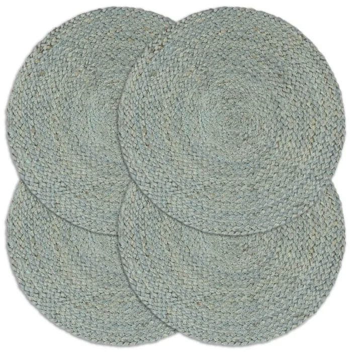 vidaXL Manteles individuales redondos 4 uds yute verde oliva liso 38cm
