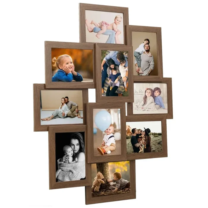 vidaXL Marco collage para fotos 10x(13×18 cm) marrón claro MDF