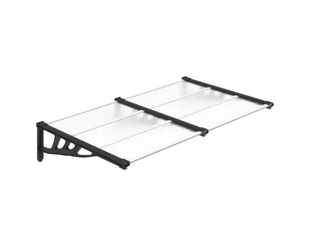 vidaXL marquesina puerta policarbonato negro y transparente 152,5x90cm | Brico Depôt Occasione