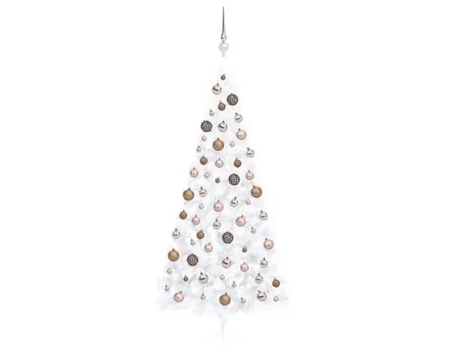 vidaXL medio árbol de navidad con luces y bolas blanco 240 cm | Brico Depôt Prezzo Di Fabbrica