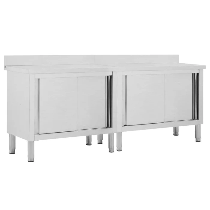 vidaXL Mesas trabajo puertas correderas 2 uds acero 200x50x(95-97)cm