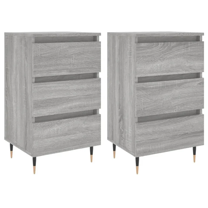 vidaXL Mesita de noche 2 uds madera ingeniería gris Sonoma 40x35x69 cm
