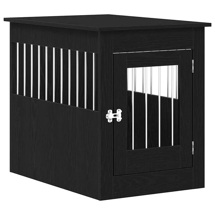 vidaXL Mueble para jaula de perro de roble negro, 80 x 55 x 68 cm, madera de ingeniería
