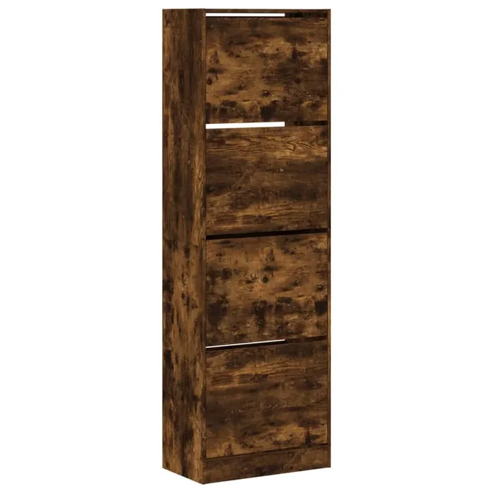 vidaXL Mueble zapatero 4 cajones abatibles roble ahumado 60x34x187,5cm