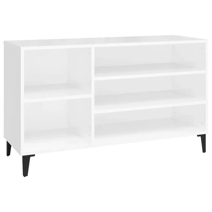 vidaXL Mueble zapatero madera contrachapada blanco brillo 102x36x60 cm (2)