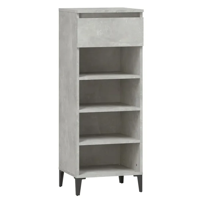 vidaXL Mueble zapatero madera contrachapada gris hormigón 40x36x105 cm (2)