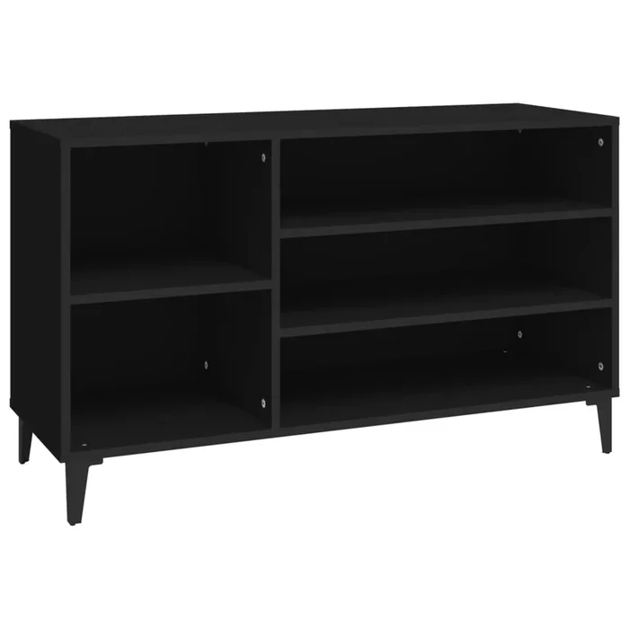 vidaXL Mueble zapatero madera contrachapada negro 102x36x60 cm (7)