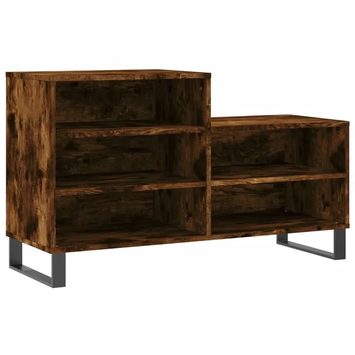 vidaXL Mueble zapatero madera contrachapada roble ahumado 102x36x60 cm (10)