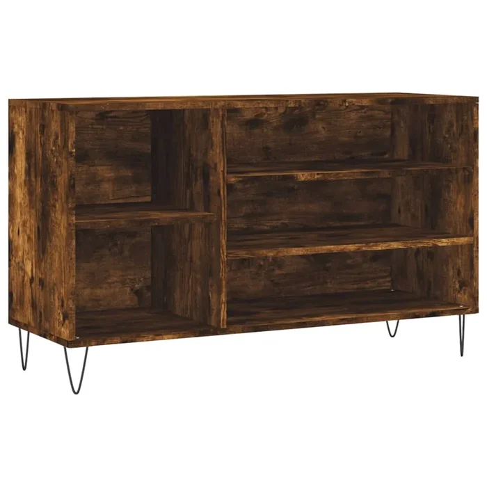 vidaXL Mueble zapatero madera contrachapada roble ahumado 102x36x60 cm (5)
