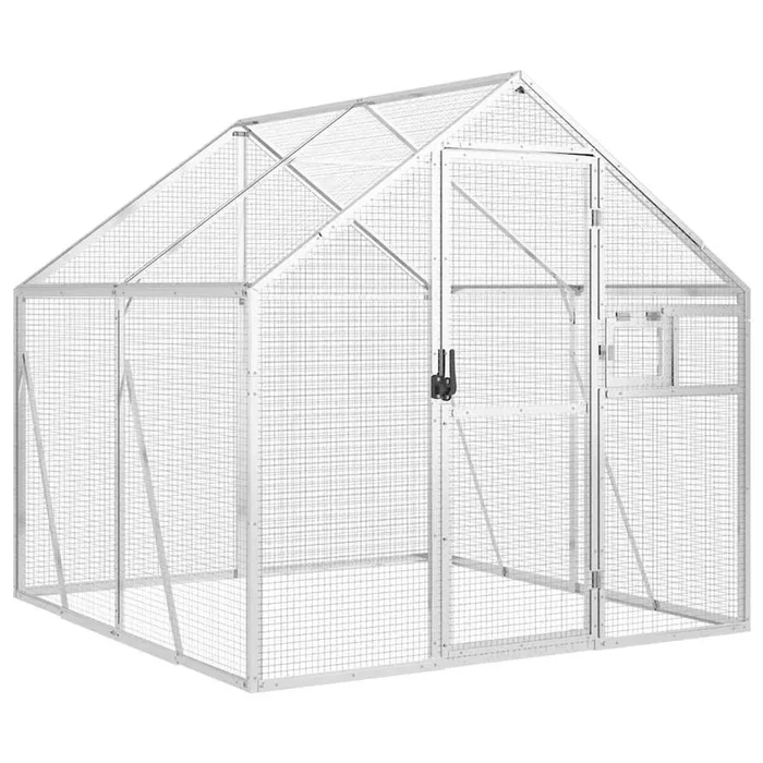 vidaXL Pajarera de aluminio color plateado 1,79x2x1,85 m